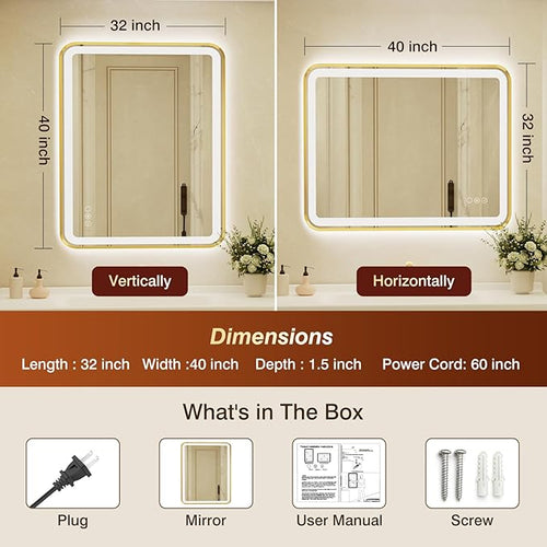 32x40 Inch LED Bathroom Mirror - Image 2