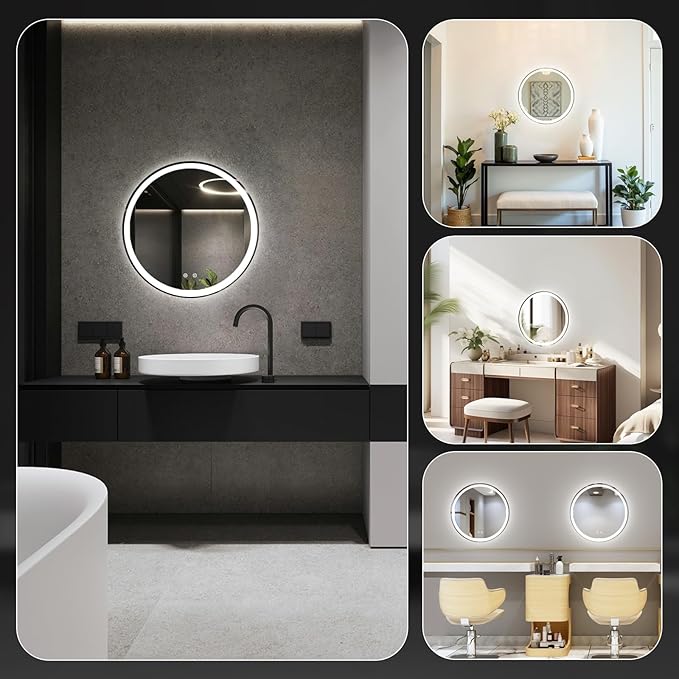 DUMOS 24 Inch Round LED Bathroom Mirror - Image 8