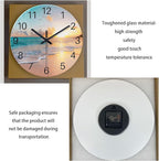 Blue Wall Clock Silent Glass Beach Wall Clock - Image 6