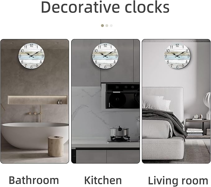 CHYLIN Wall Clock 12 Inch Bathroom Clock, Rustic Wall Clocks Battery Operated - Image 8