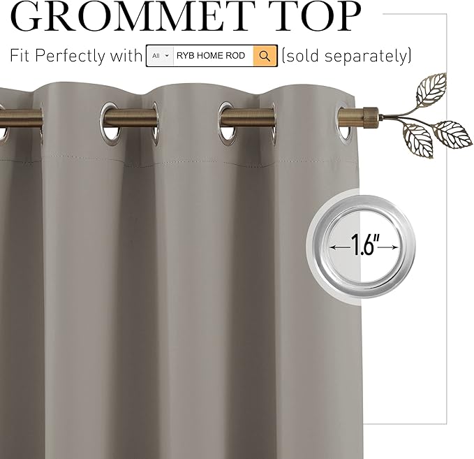 RYB HOME Extra Long Curtains Light Block Soundproof Privacy Blinds - Image 2