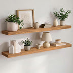 Homeforia 42 inch Golden Oak Floating Shelf, High End Solid Real Wood 42inch by Homeforia