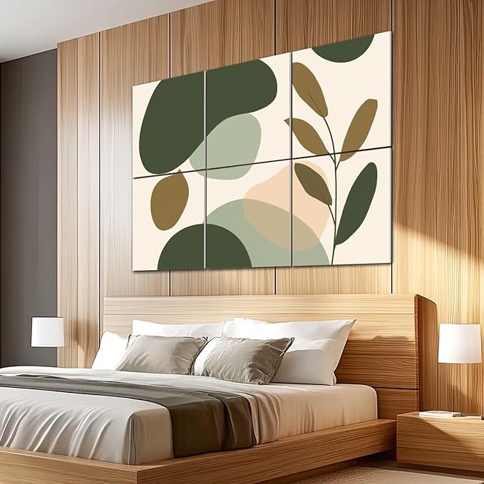 6 Pack Art Acoustic Panels Sound Absorbing Boho Botanical Leaf Orange Green - Image 5
