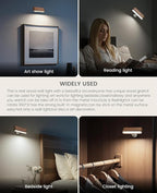 Wood LED Wall Sconce Magnetic 360°Rotate Mounted Mini Lamp Brightness - Image 9