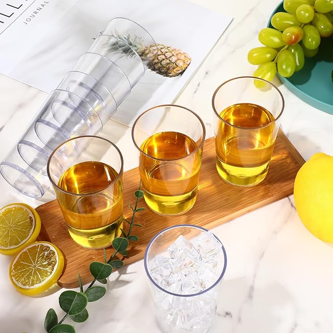Meanplan Restaurant Grade 8 oz Plastic Cup Break Resistant Drinking Glasses Reusable Clear Cup Stackable Shatterproof Drink Tumblers for Cafe Party Catering Supplies(Clear,48 Pack)