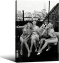 Retro Black And White Woman Framed Wall Art Fashion Rooftop Party Posters by FuSatisYilife