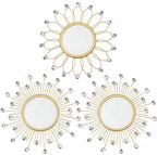 3 Pack Metal Mirrors for Wall Sunburst Wall Mirrors Home Décor Decorative by Uaussi