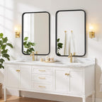 Bathroom Mirror 36x24 Inch Black Metal Frame Rectangle Vanity Mirror - Image 2