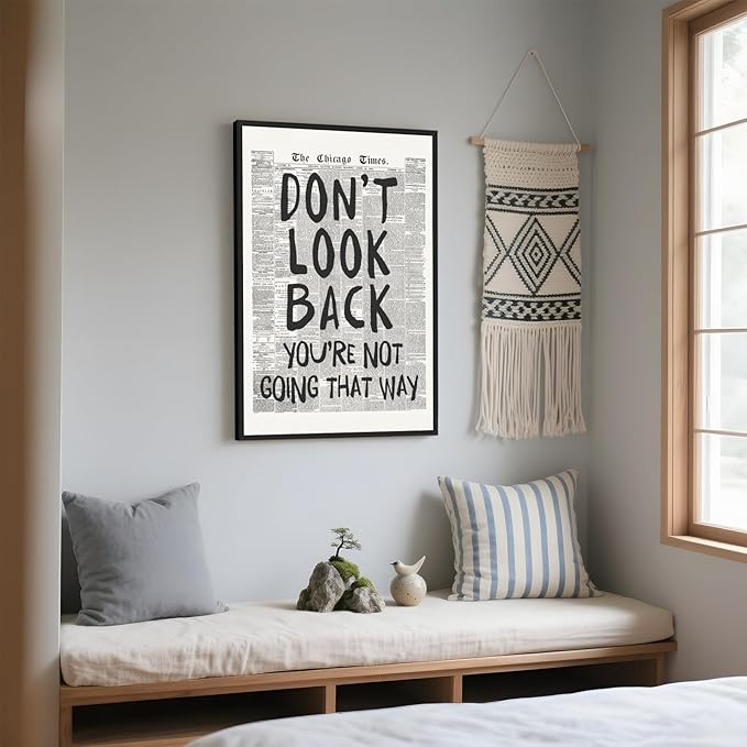 Framed Retro Newspaper Wall Art Trendy Black and White Poster Dont Look Back - Image 7