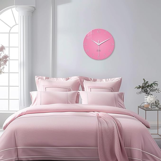 XNM Pink Clock for Girls Bedroom Small Wall Clock Battery Operated 14 Inch - Image 2