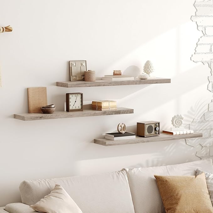 RALGEND Floating Shelves for Wall, 1.5" Thick Wall Shelf Set of 3 - Image 7