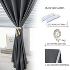 Thermal Blackout Curtains with Self-Adhesive Tape, No Rod No Drill Easy Install - Image 6