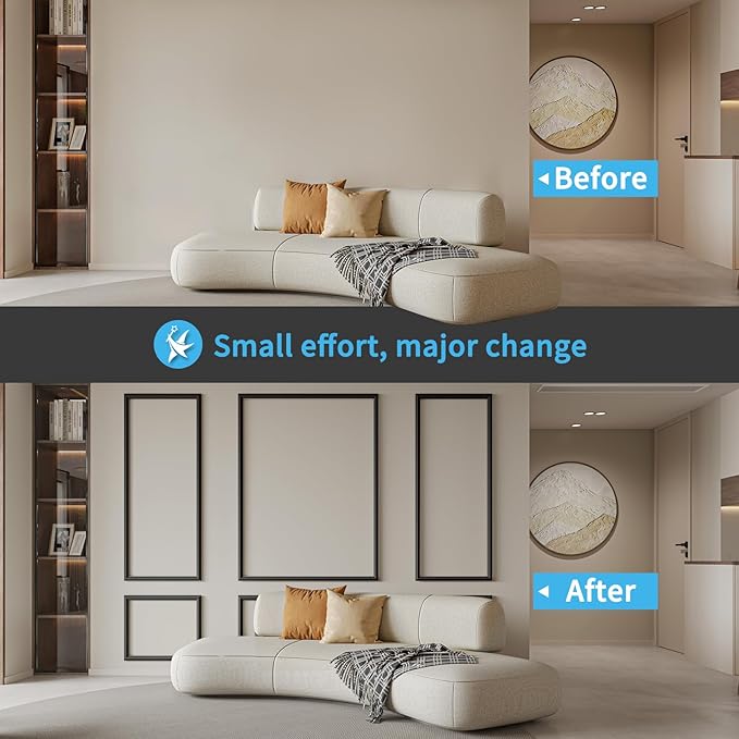 Art3d Pre-Cut Wall Molding Set of 6 pcs, Ready-to-Assemble Wainscoting Panels - Image 4