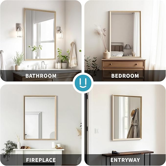 Oak Wood Effect Framed Wall Mirror, 36x40 Rectangle Mirror, Anti-desilvering - Image 8