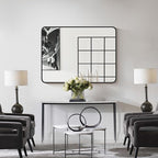 Bathroom Mirror for Wall, 40x30 Inch Rectangle Mirror, Matte Black Metal Framed - Image 3