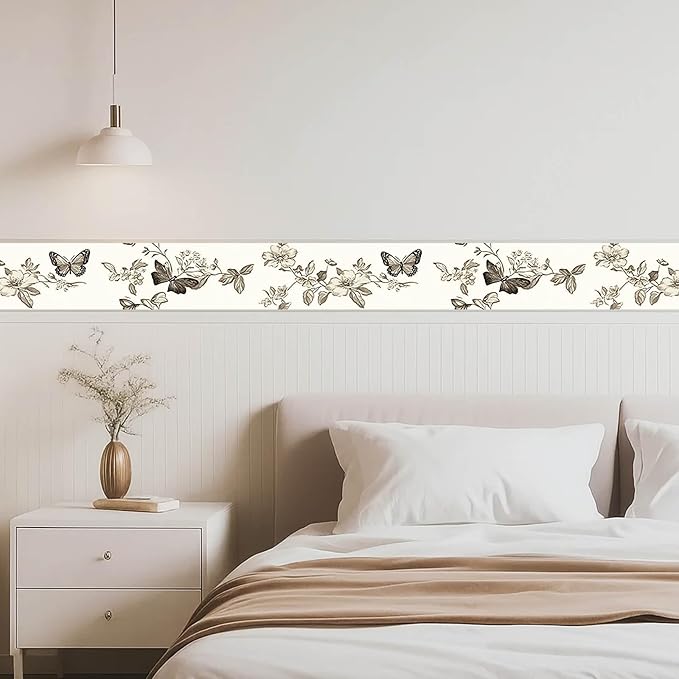 IVN Wallpaper Border Peel and Stick PVC Vintage Butterfly and Floral Design - Image 9