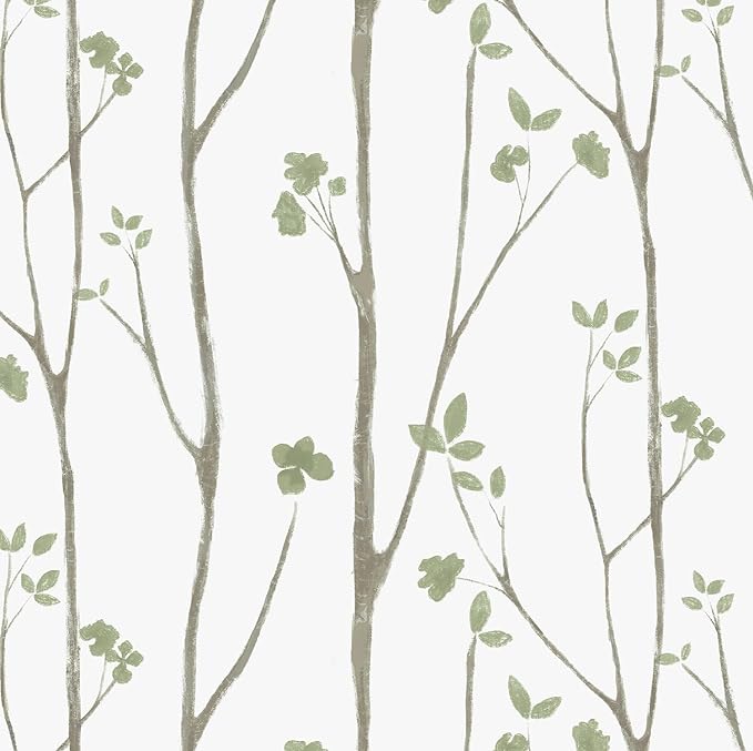 Timeet Floral Wallpaper Peel and Stick Green Leaf Contact Paper Boho Flower by Timeet