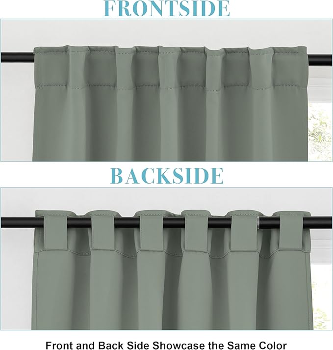 RYB HOME Sage Green Curtains for Living Room, Elegent Farmhouse Vertical Back - Image 2