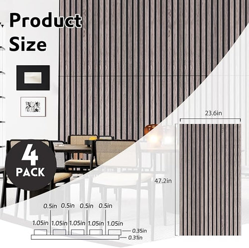 4 Pack Wood Panels for Wall, 47.2"×23.6" Wood Slat Acoustic Panels for Wall - Image 2