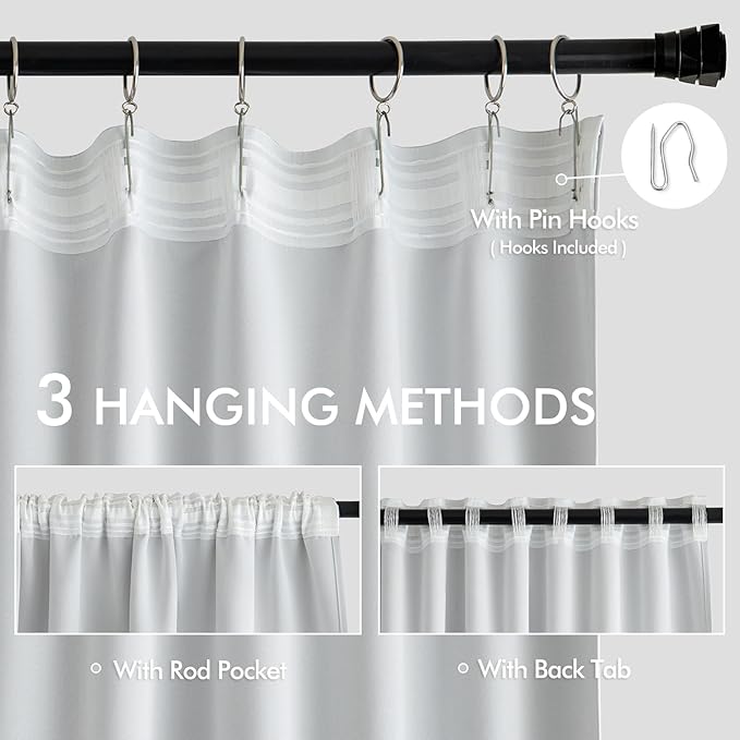 MIULEE Back Tab Light Blocking Curtains 120 Inch Long 2 Panels Set - Image 3