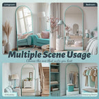 Antok 58" x18” Arched Full Length Floor Mirror, Free Standing/Wall Mount/Leaning - Image 9