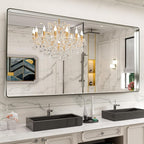 LOAAO 77X36 Inch Brushed Nickel Bathroom Mirror, Rounded Rectangle Silver Metal - Image 8