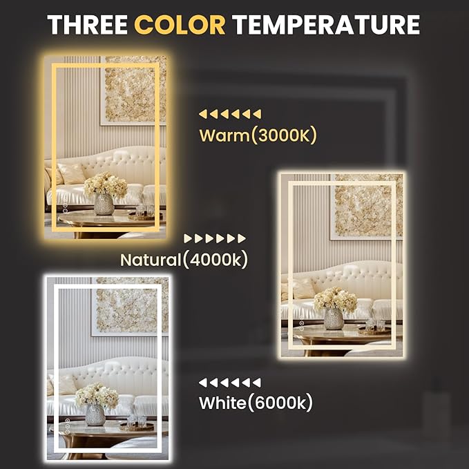 LOAAO 20"x30" LED Mirror for Bathroom, Lighted Bathroom Mirror - Image 5