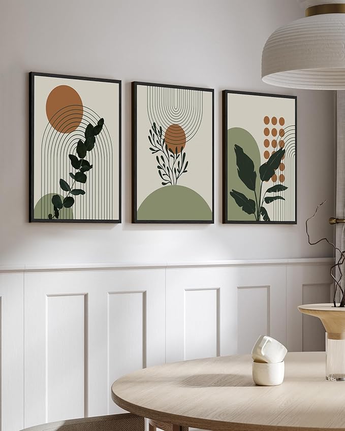 PHOPAGO Boho Plant Wall Art Green Botanical Bohemain Framed Wall Printing - Image 4