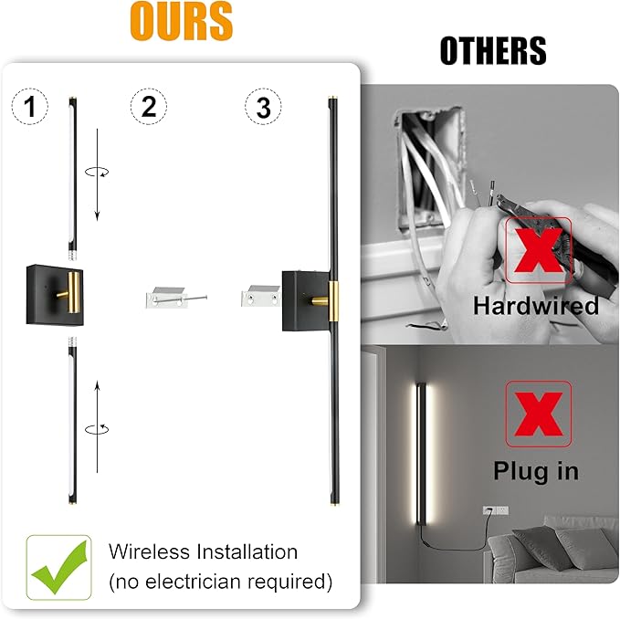 Morauroral Battery Operated Wall Sconces Set of 2, 10000mAh Rechargeable Sconces - Image 5