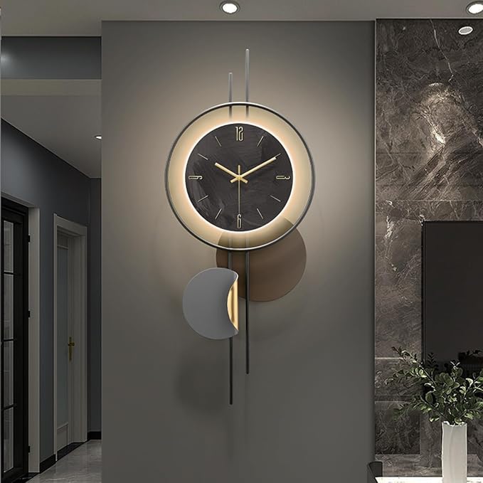 Modern Wall Clock for Living Room, Large Black Decorative Wall Clock, Creative by HEBOIXHOMEDECOR