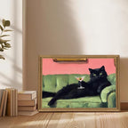 Fantasy Artists Humorous Black Cat Character Wall Art – Relaxed Anthropomorphic - Image 4