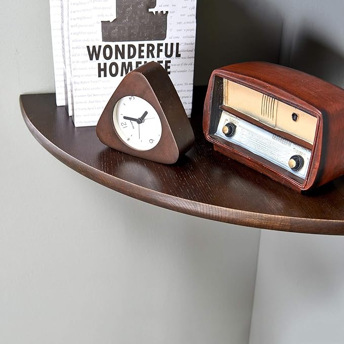 Corner Shelf, 16inch Walnut Solid Wood Floating Corner Shelves Wall Mount Round - Image 7
