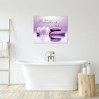 EOBTAIN Zen Framed Wall Art 20x16 Inches Purple Butterfly and Flower Stone - Image 3