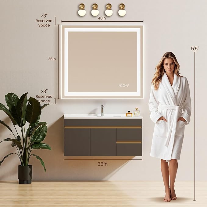 40X36 LED Bathroom Mirror with Lights, Backlit + Front Lit, Lighted Bathroom - Image 7