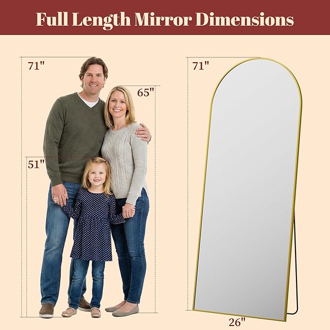 Suidia 71"x28" Arched Full Length Mirror - Image 4