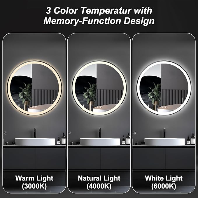 Sweetcrispy 36-Inch Round LED Bathroom Backlit Mirror - Image 5