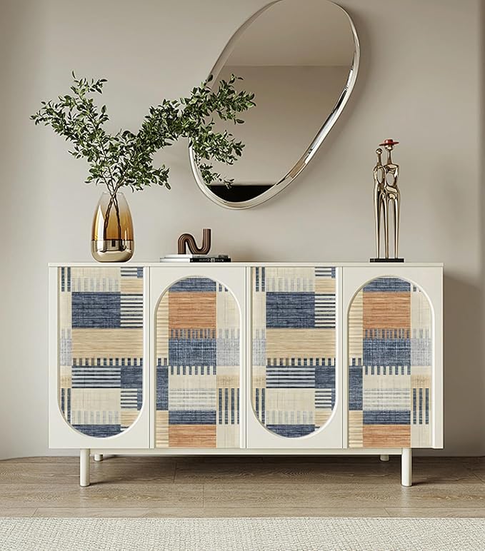 Retro Textured Peel and Stick Wallpaper Geometric Patchwork Color Mosaic - Image 5