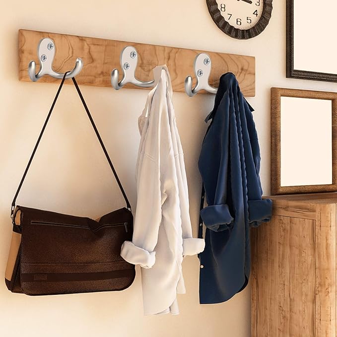 IBosins 8 Pack Heavy Duty Double Prong Coat Hooks Wall Mounted - Image 4