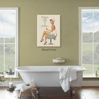 Boho Sage Green Bathroom Poster Vintage 70s Pin Up Girl Wall Art 12X16 inch - Image 4