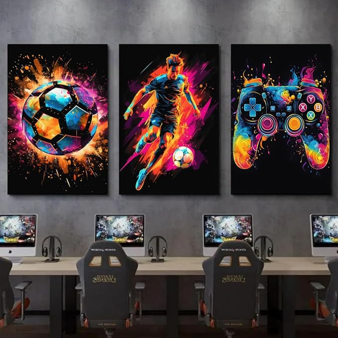 BGFCE Gaming Canvas Wall Art Decor, Paintings Art Game Controller Color Splash - Image 5
