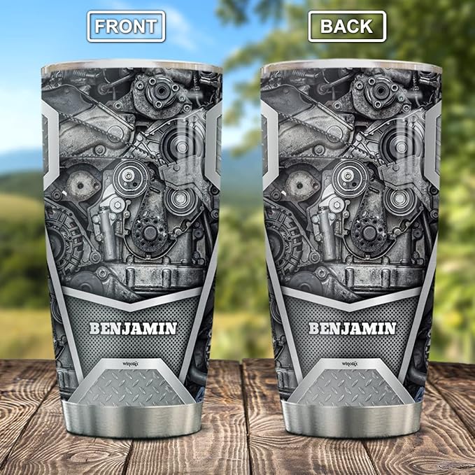winorax Personalized Mechanic Travel Mug - Stainless Steel Insulated Coffee Tumbler With Lid - 20oz/30oz - Gifts for Birthday, Christmas, Father's Day
