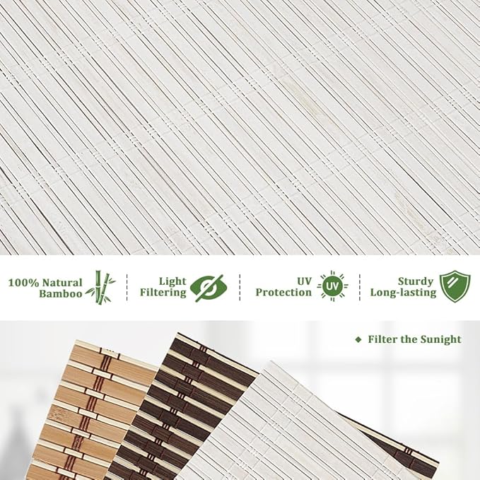 SEEYE Cordless Bamboo Blinds Shades, Light Filtering Bamboo Roller Shades - Image 3