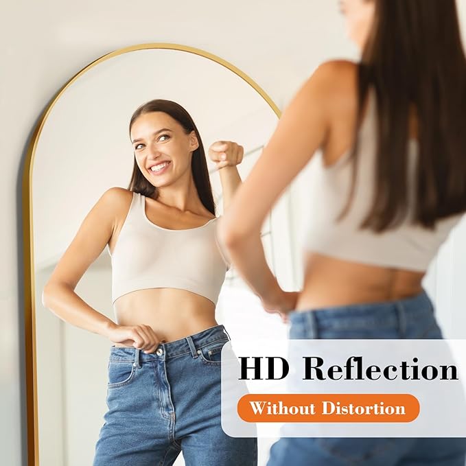 Sweetcrispy 56"x15" Arched Full Length Mirror, Leaning or Standing Full Body - Image 3
