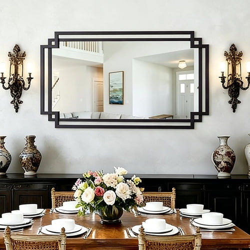 24" x 47" Large Black Mirror for Wall Decor, Elegant Living Room Mirror by AutdotWallMirrors