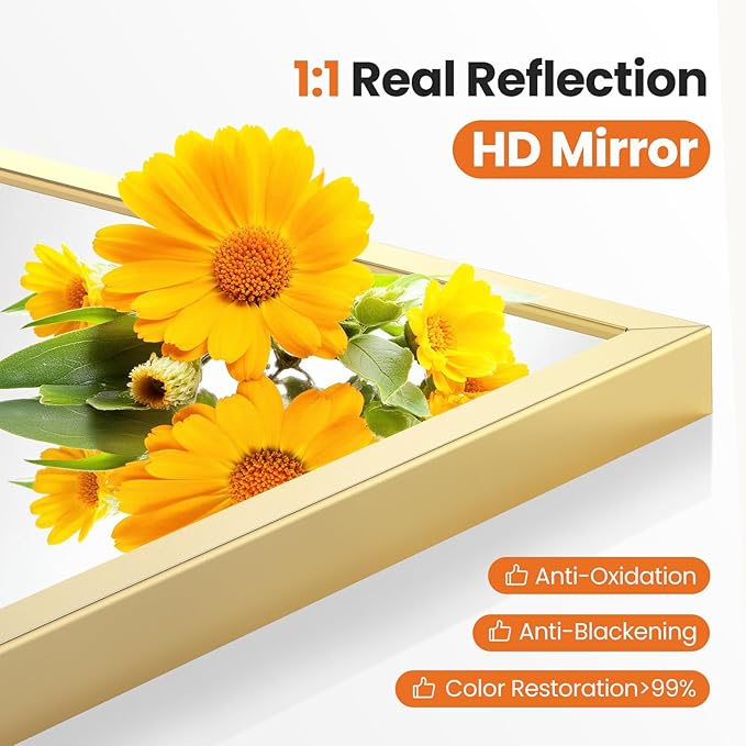 Sweetcrispy 38"x30" Arched Gold Bathroom Mirrors - Image 3