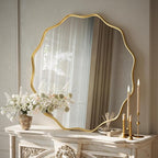 VooBang Gold Scalloped Circle Mirror, Hanging Leaning - Image 2