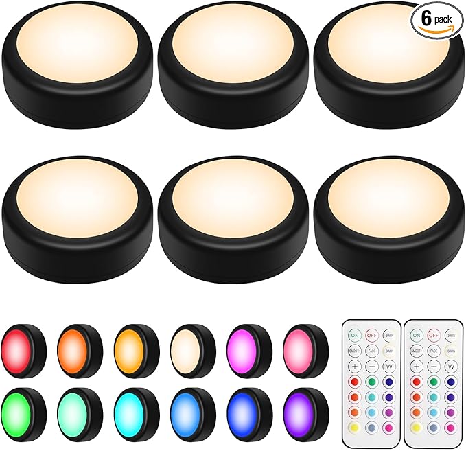 BLS LED Puck Lights with Remote Control, Wireless Under Cabinet & Closet by BLS