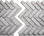 EverStone Herringbone Faux Brick Panel, 46 1/2"W x 25 1/4"H x 1"D, Rustic White - Image 8