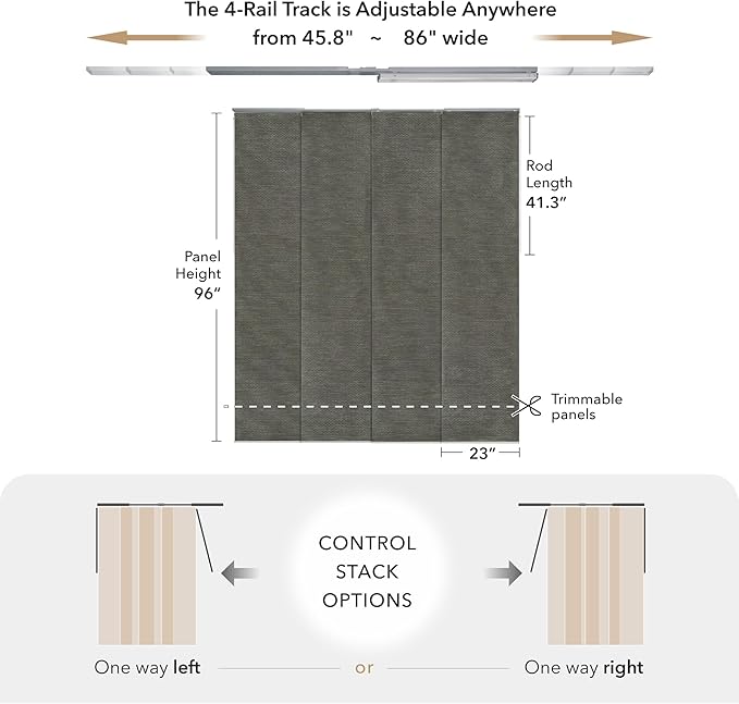 GoDear Design Shimmering Adjustable Sliding Panel Track Blinds, Vertical Window - Image 4