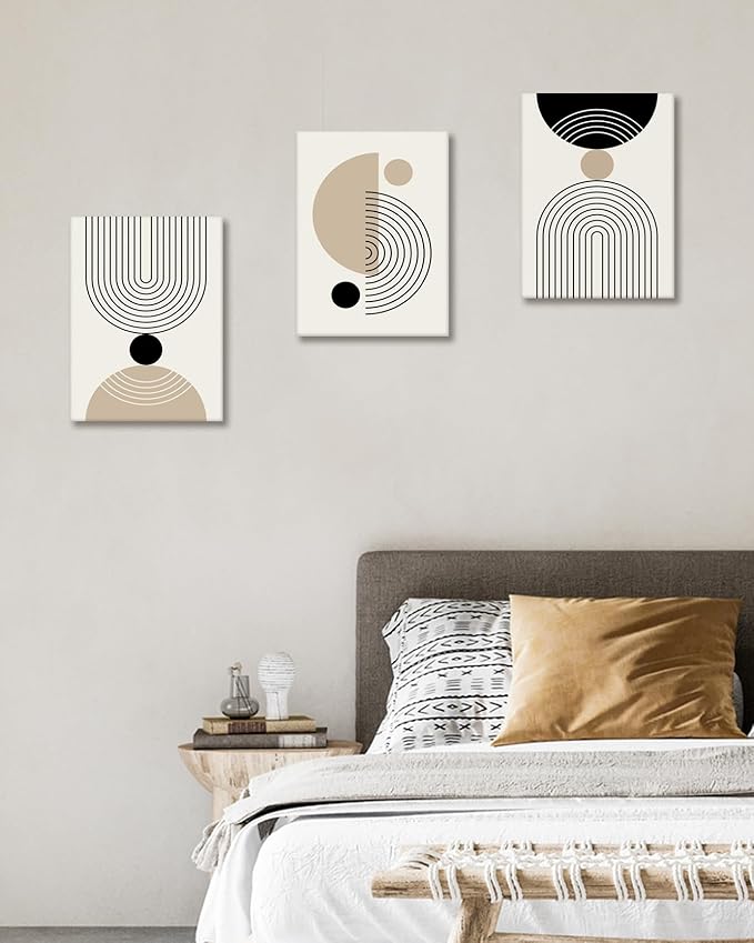 HesenDot Abstract Geometric Wall Art Set of 3, 30x40CM Minimalist Line Framed - Image 4